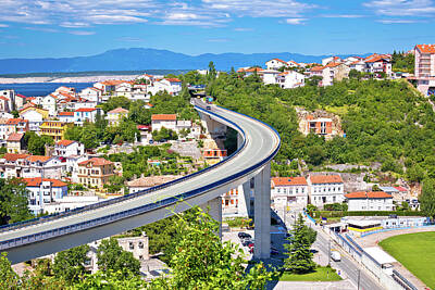 Skylines Photos - Town of Crikvenica and road viaduct view by Brch Photography