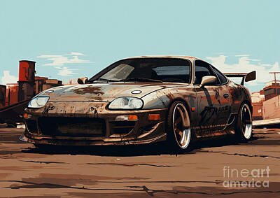 Mountain Landscape Rights Managed Images - Toyota Celica Supra Dirty Grunge Vibes Transforming the Classic Celica Supra Royalty-Free Image by Cortez Schinner