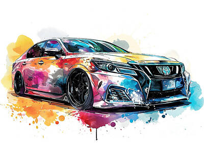 Sports Royalty-Free and Rights-Managed Images - Toyota Crown Athlete G S Package automotive art by Clark Leffler