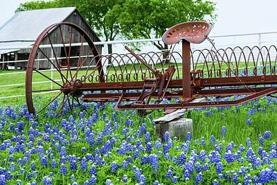 Robert Bellomy Royalty-Free and Rights-Managed Images - Tractor in Bluebonnets  by Robert Bellomy