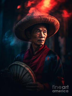 Musician Royalty-Free and Rights-Managed Images - Traditional  Musician  from  Cham  People  Vietnam     by Asar Studios by Celestial Images