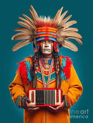 Musician Rights Managed Images - Traditional  Musician  from  Mashco  Piro  Tribe  Per  by Asar Studios Royalty-Free Image by Celestial Images