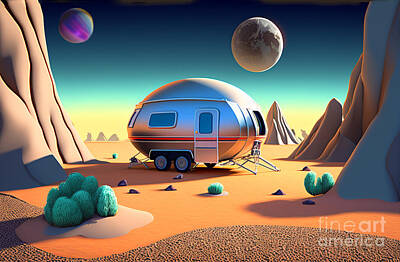 All Black On Trend Royalty Free Images - Travel Trailer Camper on Mars Royalty-Free Image by David Arment