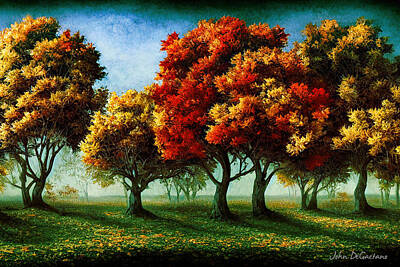 Science Fiction Mixed Media - Autumn Tree Line by John DeGaetano