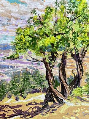 Landmarks Painting Royalty Free Images - Trees. Grand Canyon  Royalty-Free Image by Masha Batkova
