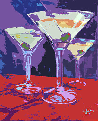 Martini Royalty-Free and Rights-Managed Images - Triple martinis by Charles Pace