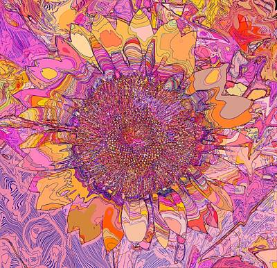 Sunflowers Drawings - Trippy sunflower by David McKinney