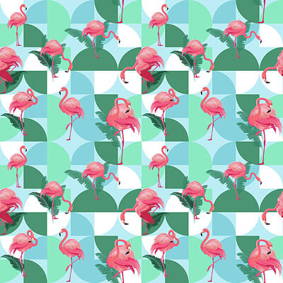 Royalty-Free and Rights-Managed Images - Tropical Flamingo Pattern -  04 by Studio Grafiikka