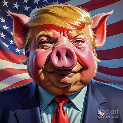 Landmarks Digital Art - Trump Swine A Porky Parody by Ingo Klotz