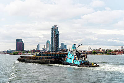 Mid Century Modern Rights Managed Images - Tugboat pushing barge in New York City  Royalty-Free Image by JJF Architects