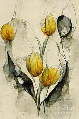 Floral Digital Art - Tulips by Sabantha