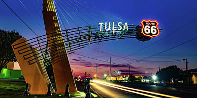 Royalty-Free and Rights-Managed Images - Tulsa Oklahoma Route 66 Western Gateway Arch Panorama by Gregory Ballos