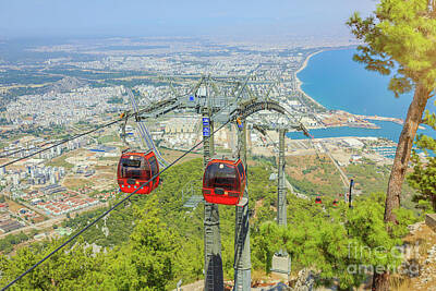 Beach Rights Managed Images - Tunektepe cable car in Antalya city of Turkey Royalty-Free Image by Benny Marty