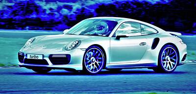 Sports Photos - Turbo Porsche Recolored  by Neil R Finlay
