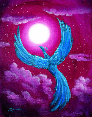 Laura Iverson Royalty-Free and Rights-Managed Images - Turquoise Moon Phoenix by Laura Iverson