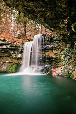 Man Cave - Turquoise Oasis Beneath Cascading Falls by Gregory Ballos