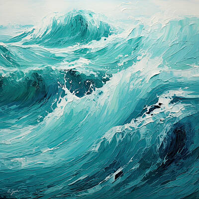 Royalty-Free and Rights-Managed Images - Turquoise Splashes - Beach Waves Art by Lourry Legarde