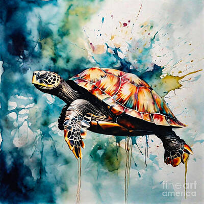 Reptiles Drawings - Turtle Ballerina Dancing by Adrien Efren