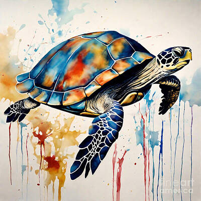 Reptiles Drawings Royalty Free Images - Turtle Race Royalty-Free Image by Adrien Efren