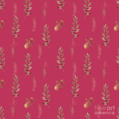 Food And Beverage Mixed Media Rights Managed Images - Twistedstalk Botanical Seamless Pattern in Viva Magenta n.0782 Royalty-Free Image by Holy Rock Design