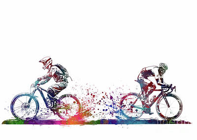 Sports Digital Art - Two bikers graphic by Justyna Jaszke JBJart