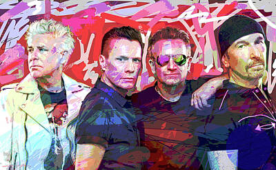 Recently Sold - Musicians Painting Rights Managed Images - U2 Royalty-Free Image by David Lloyd Glover