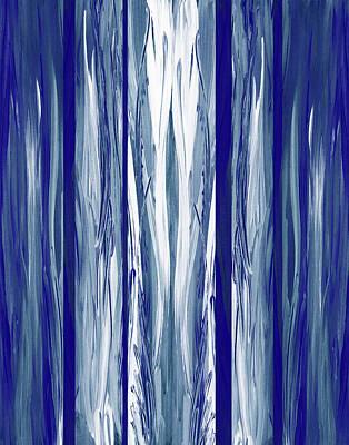 Royalty-Free and Rights-Managed Images - Ultramarine Blue Waterfall Abstract Painting Decor by Irina Sztukowski