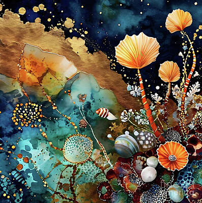Abstract Flowers Digital Art - Underwater wonders by Sen Tinel