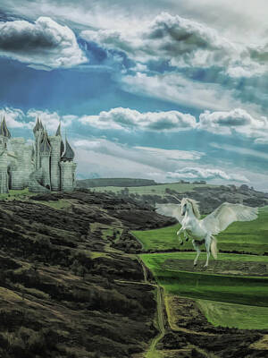 Landscapes Mixed Media - Unicorn Kingdom by Judy Vincent