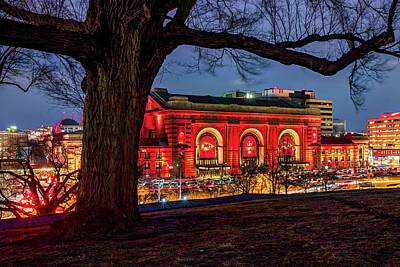 Football Photos - Union Station Showing Its Championship Spirit - Kansas City by Gregory Ballos
