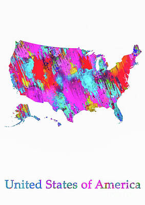 Sarah Yeoman Crow Paintings - United States of America - 21 by Luxury Maps Wall Art Gallery