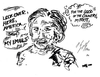 Politicians Drawings Rights Managed Images - Unpolitical - Look Over Here Royalty-Free Image by Joseph A Langley