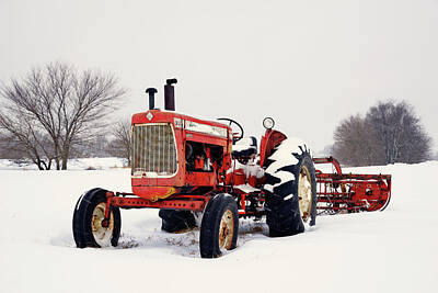 Lamborghini Cars - Until the Next Hay -  Allis Chalmers D17 with hayrake in wintry WI field by Peter Herman