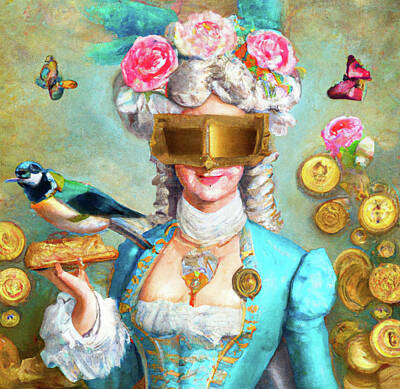 Mountain Royalty-Free and Rights-Managed Images - Unusual Steampunk Woman with Floral Top Hat, Goggles Portrait 30 Print by Ricki Mountain