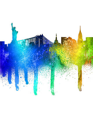 City Scenes Paintings - Urban New York City Graphic Tee Graffiti Spray Paint New York City Skyline by Tony Rubino