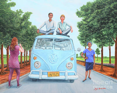 Classical Masterpiece Still Life Paintings - Us and the Kombi by Aicy Karbstein