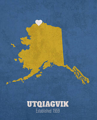City Scenes Mixed Media - Utqiagvik Alaska City Map Founded 1959 University of Alaska Fairbanks Color Palette by Design Turnpike