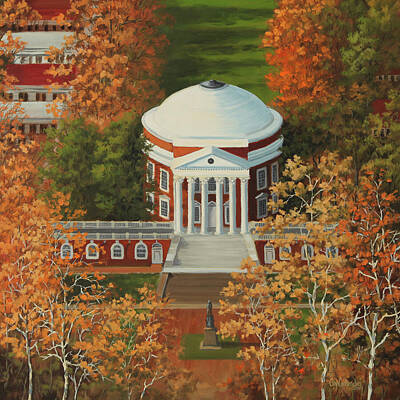 Royalty-Free and Rights-Managed Images - UVA Rotunda from Above by Guy Crittenden