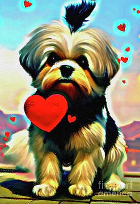 Sultry Plants Rights Managed Images - Valentine Puppy Royalty-Free Image by Laurie
