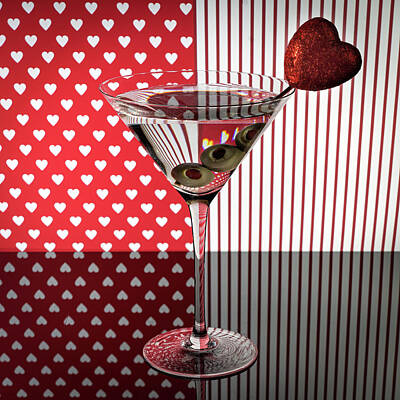 Martini Royalty-Free and Rights-Managed Images - Valentines Day Martini by Lily Malor