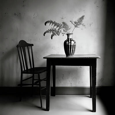 Still Life Digital Art - Vase on Windowlight Table with Ferns by YoPedro