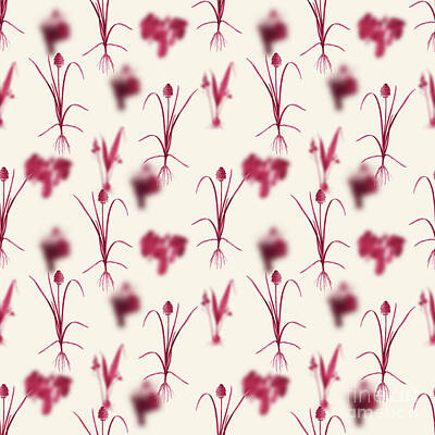 Florals Mixed Media - Veltheimia Abyssinica Botanical Seamless Pattern in Viva Magenta n.0947 by Holy Rock Design