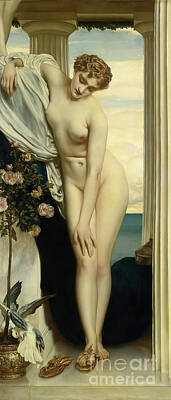 Cities Paintings - Venus Disrobing for the Bath - Frederic Leighton by Sad Hill - Bizarre Los Angeles Archive