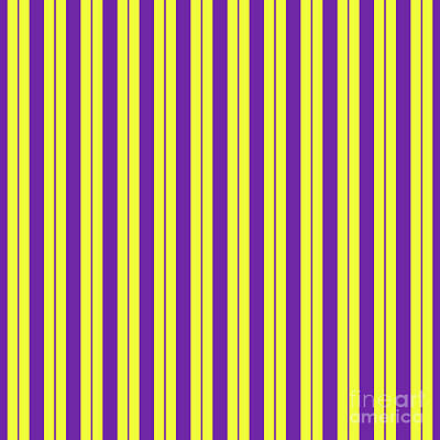 Royalty-Free and Rights-Managed Images - Vertical Awning And Pin Stripe Pattern in Sunny Yellow And Iris Purple n.3032 by Holy Rock Design
