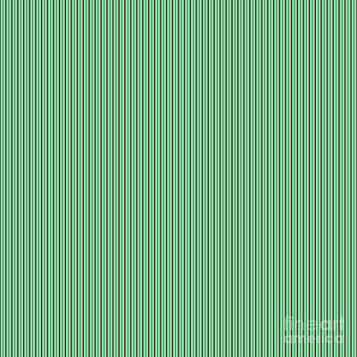 Royalty-Free and Rights-Managed Images - Vertical Block And Pin Stripe Pattern In Mint Green And Chocolate Brown n.0835 by Holy Rock Design