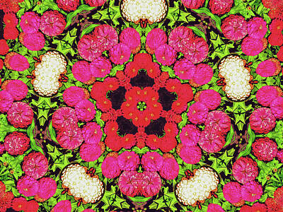 Anne Geddes Florals - Vibrant Flowers Star Mandala by Lucia Vega