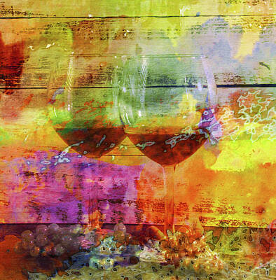 Lori A Cash Royalty-Free and Rights-Managed Images - Vibrant Wine Digital Wine Art by Lori A Cash