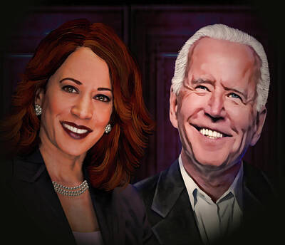 Politicians Digital Art - Vice President Kamala Harris and President Joe Biden by Artful Oasis