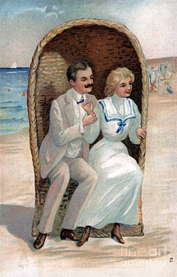 City Scenes Royalty-Free and Rights-Managed Images - Victorian Beach Romance Illustration by Sad Hill - Bizarre Los Angeles Archive