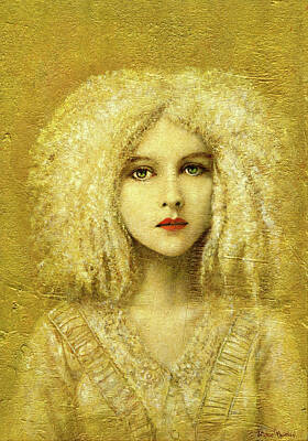 Champagne Corks Rights Managed Images - Victorian Gothic Girl On Gold Royalty-Free Image by Michael Thomas